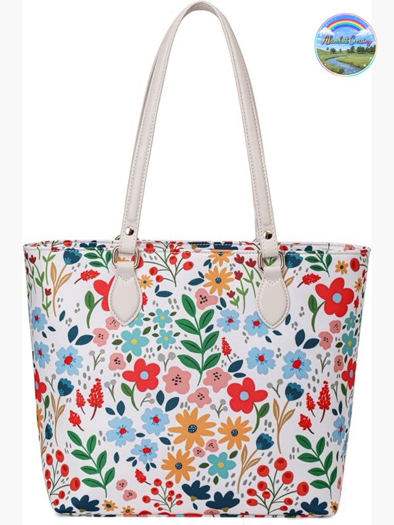 Women's Nylon Tote Bag With Zipper And Pockets, Waterproof, Fits Laptop